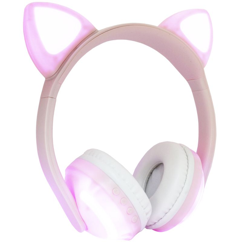 Fone Ouvido Headphone Bluetooth Sem Fio Estéreo Orelha Gato Led Infantil P2  Exbom HF-C240BT Rosa - BEST SALE SHOP