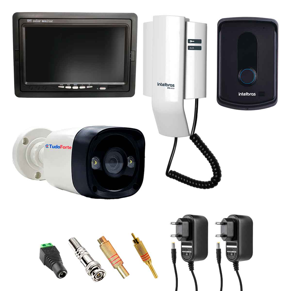kit-02-cameras-infravermelho-20m-tudo-forte-porteiro-eletronico-ipr8010-intelbras-tela-monitor-7-polegadas-lcd-colorido-acessorios