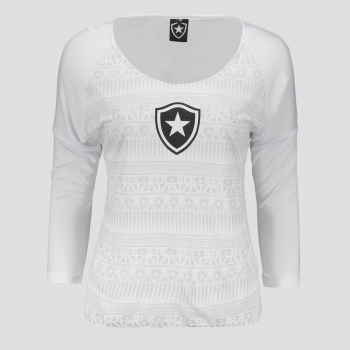 Camisa Manga Longa Botafogo Pedrinhas Feminina Branca