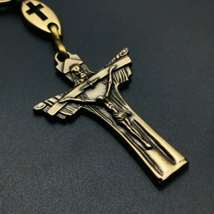 Chaveiro Crucifixo Santíssima Trindade Metal Ouro Velho