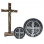 Combo Crucifixo Metal Ouro Velho e Adesivo Medalha de São Bento