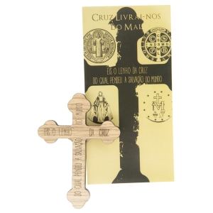 Crucifixo Cruz de Mão Livrai-nos Do Mal São Bento 9 Cm