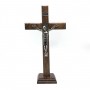 Crucifixo De Mesa E Parede Madeira Medalha Duas Cruzes 28 Cm