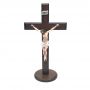 Crucifixo De Mesa Madeira Com Cristo Em Resina Base 30 Cm
