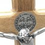 Crucifixo De Mesa Madeira Metal Prata Velha São Bento 40 Cm
