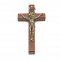 Crucifixo De Parede Cristo Metal São Bento Dourado Pequeno 12 Cm