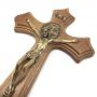 Crucifixo De Parede Em Madeira Moldado Imbuia Ouro Velho 25 Cm
