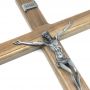 Crucifixo De Parede Madeira Cristo Prata Velha 40 Cm