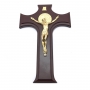 Crucifixo Madeira Medalha De São Bento Dourado 26 Cm