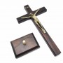Crucifixo Mesa E Parede Madeira Metal Ouro Velho 23 Cm
