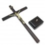 Crucifixo Mesa Parede Madeira Escura Slim Ouro Velho 40 Cm