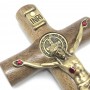 Crucifixo Parede Cilíndrico Cristo Metal São Bento Dourado Pequeno 12 Cm