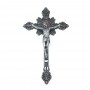 Crucifixo Parede Metal Esplendor E Medalha De São Bento Prateado 23,5 Cm