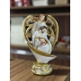 Imagem Busto Sagrada Família Dourada Com Anjo 21 Cm