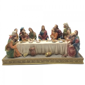 Imagem Santa Ceia Jesus e os Doze Apóstolos Resina 26 Cm