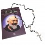 Kit Livro e Terço de Hematita Padre Pio