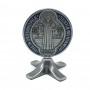 Medalha De São Bento Em Metal Prateado De Mesa