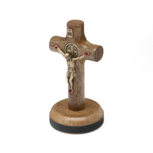 Pedestal Crucifixo Para Painel De Carro São Bento Madeira Ov 7 Cm