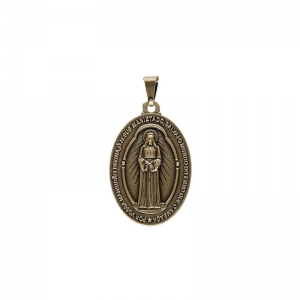 Pingente Medalha Nossa Senhora das Lágrimas e Jesus Manietado Dourada