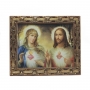 Quadro Religioso Sagrado Coração De Jesus E Maria Parede Com Vidro E Moldura
