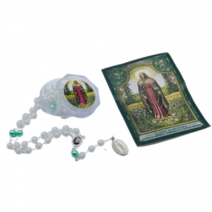 Terço Nossa Senhora das Lágrimas Irmã Amália de Jesus Cristal com Folheto de Oração