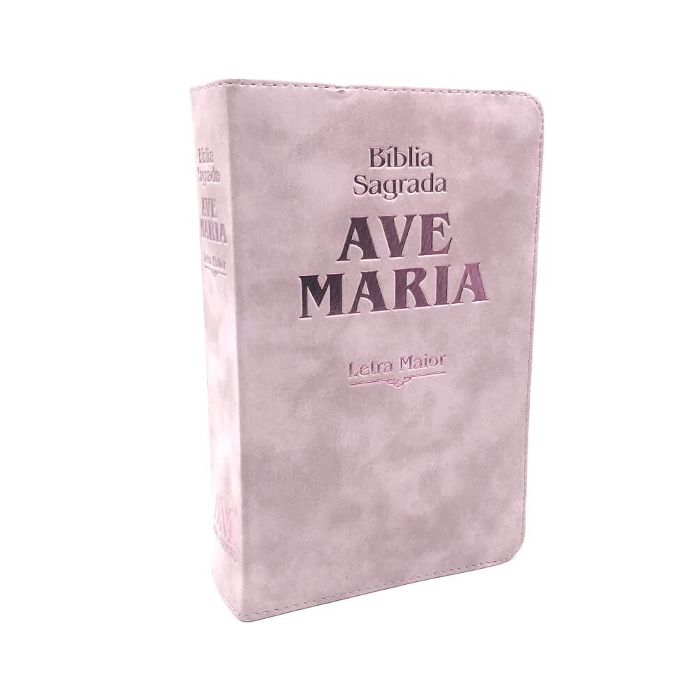 Biblia Sagrada Ave Maria Letra Grande Ziper Strike Rosa