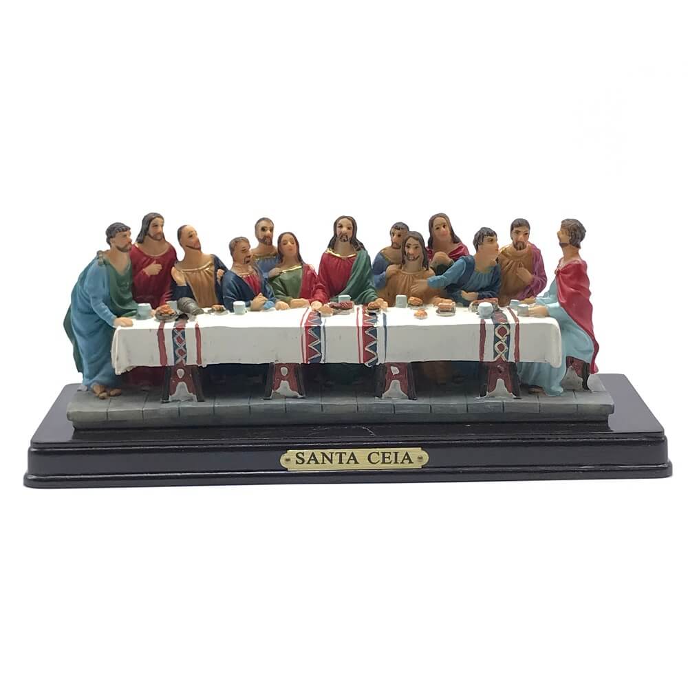 Imagem Santa Ceia Jesus e os Doze Apóstolos Resina Maciça 20 Cm