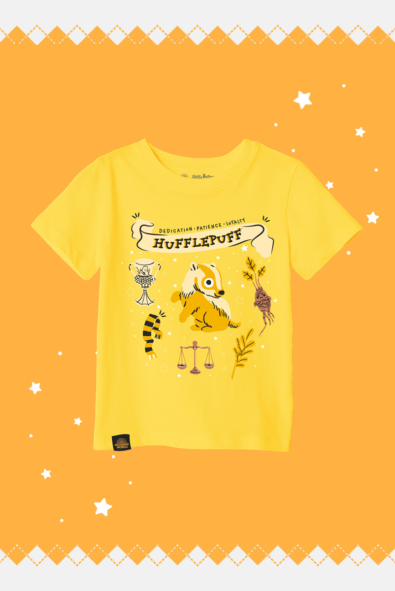 Camiseta Infantil Harry Potter ícones Lufa - Lufa - Amarelo