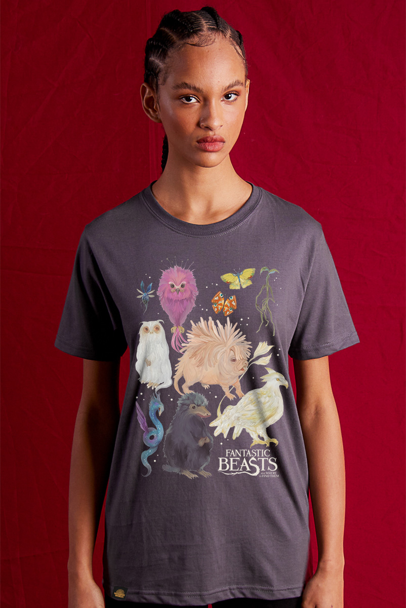 Camiseta Unissex Animais Fantásticos e Mágicos - Chumbo
