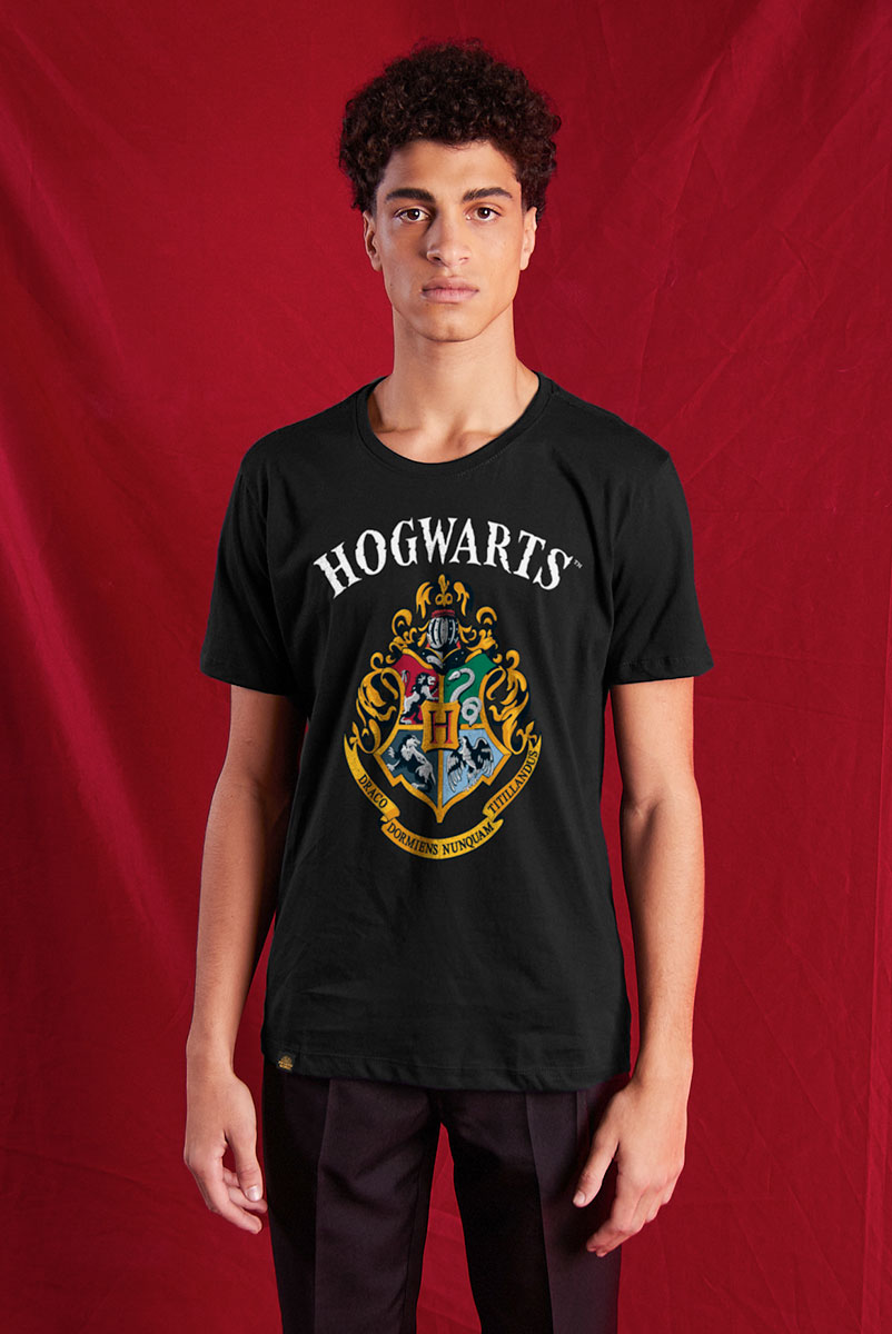 Camiseta Unissex Harry Potter Hogwarts - Preto