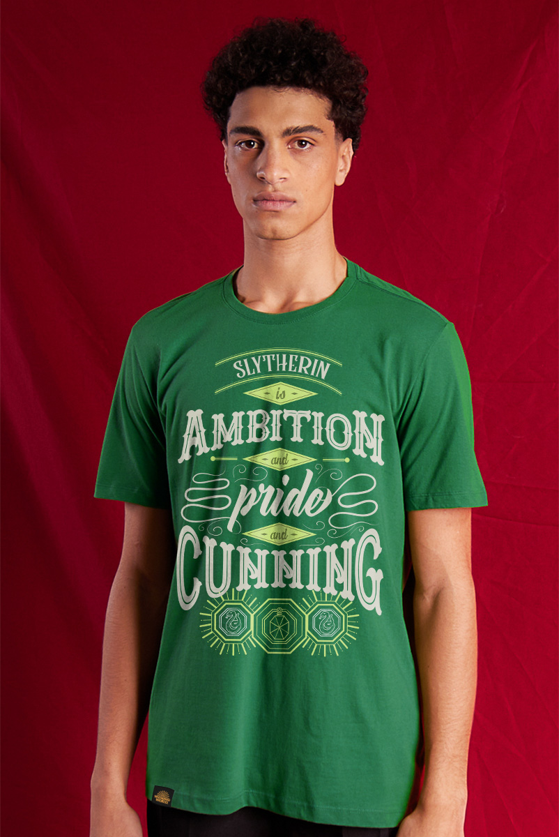 Camiseta Unissex Harry Potter Lettering Sonserina - Verde