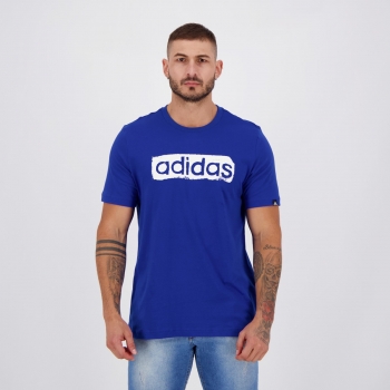 Camiseta Adidas Estampada Linear Azul