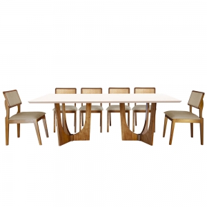 Mesa de Jantar Trento com 4 Cadeiras Trento e 2 Ravena 200x100