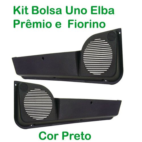 Kit Bolsa de Porta ? Uno 1984 até 2010/Premio/Elba 1985 até 1996/ Fiorino 1987 até 2010 ? Cor Preto  (c/kit fixação)  - AutoParts Online