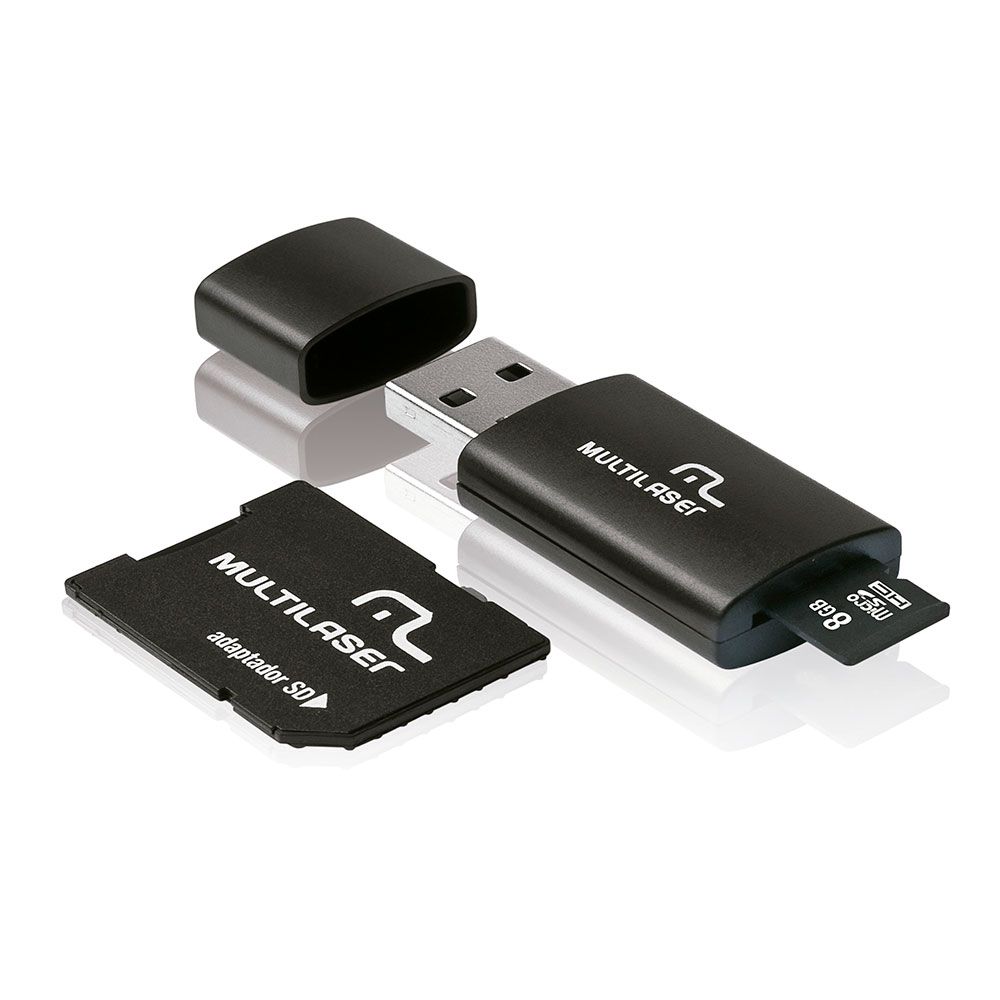 Kit Multilaser Pen Drive 3 em 1 Multilaser Micro SD 8 GB Adaptador e Leitor de Catão MC058  - AutoParts Online