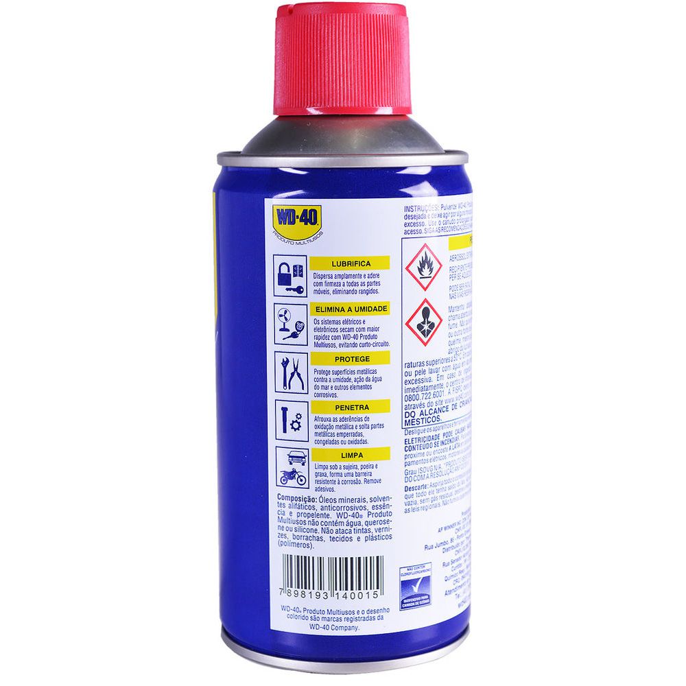 Spray Lubrificante WD 40 300ml (lubrifica, elimina umidade, protege superfícies metálicas, limpa sob a sujeira)  - AutoParts Online