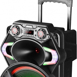 Caixa de Som Amplificada Amvox Portátil 850W Bluetooth Rádio FM Bivolt ACA 800 Gladiador Preto