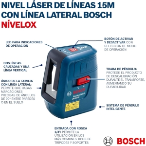 Nivel Laser Combinado + Prumo + Esquadro + Tripé - Gll 3X Nivelox Bosch 0601063XG0