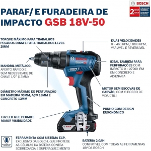 Paraf. / Furad Impacto Gsb 18V-50B Bosch