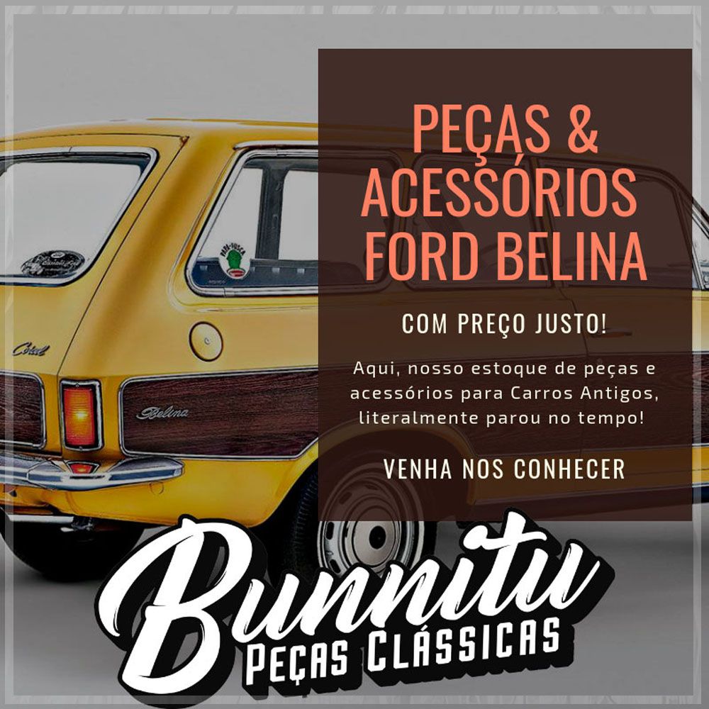 Guarnição borracha do vidro da janela lateral fixa para Ford Belina I até 1977 - Lado do Motorista - Bunnitu Peças e Acessórios
