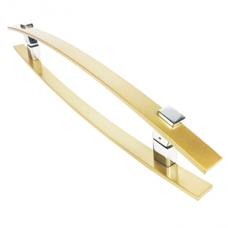 Puxador Para Portas Duplo em Aço Inox 304 Modelo Alba Dourado Metálico Acetinado para portas: pivotantes/madeira/vidro temperado/porta alumínio e portões