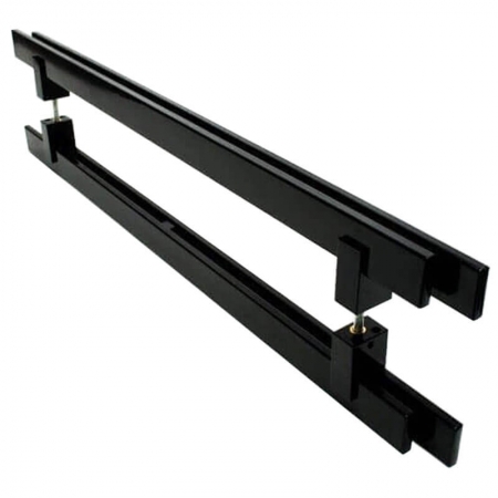 Puxador Para Portas Duplo em Aço Inox 304 Modelo Aquarius Preto fosco para portas: pivotantes/madeira/vidro temperado/porta alumínio e portões