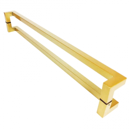 Puxador Para Portas Duplo em Aço Inox 304 Modelo Athenas Dourado Metálico Acetinado para portas: pivotantes/madeira/vidro temperado/porta alumínio e portões