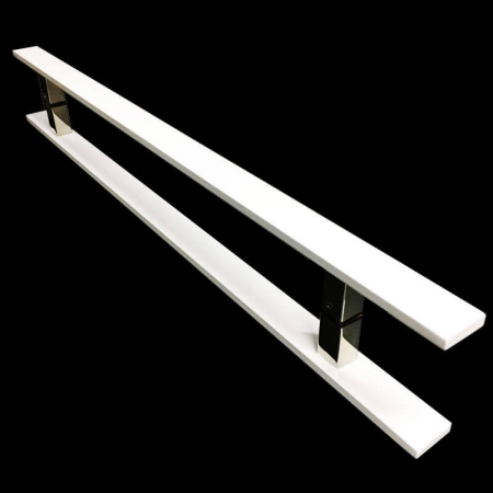 Puxador Para Portas Duplo em Aço Inox 304 Modelo Clean Branco para portas: pivotantes/madeira/vidro temperado/porta alumínio e portões