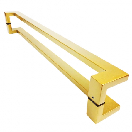 Puxador Para Portas Duplo em Aço Inox 304 Modelo Grécia Dourado Metálico Acetinado para portas: pivotantes/madeira/vidro temperado/porta alumínio e portões