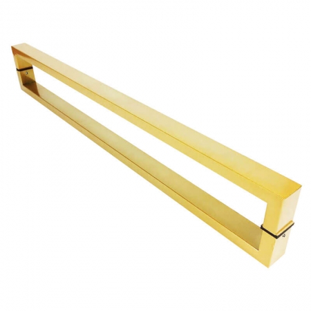 Puxador Para Portas Duplo em Aço Inox 304 Modelo Greco Dourado Metálico Acetinado para portas: pivotantes/madeira/vidro temperado/porta alumínio e portões