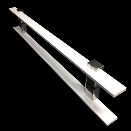 Puxador Para Portas Duplo em Aço Inox 304 Modelo Luma Branco para portas: pivotantes/madeira/vidro temperado/porta alumínio e portões