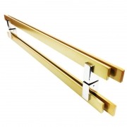 Puxador Portas Duplo Aço Inox Dourado Metálico Acetinado Aquarius 1,1 m para portas: pivotantes/madeira/vidro temperado/porta alumínio e portões