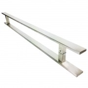 Puxador Portas Duplo Aço Inox Escovado Clean 1,1 m para portas: pivotantes/madeira/vidro temperado/porta alumínio e portões