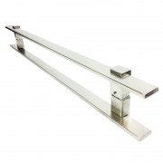 Puxador Portas Duplo Aço Inox Escovado Luma 40 cm para portas: pivotantes/madeira/vidro temperado/porta alumínio e portões 